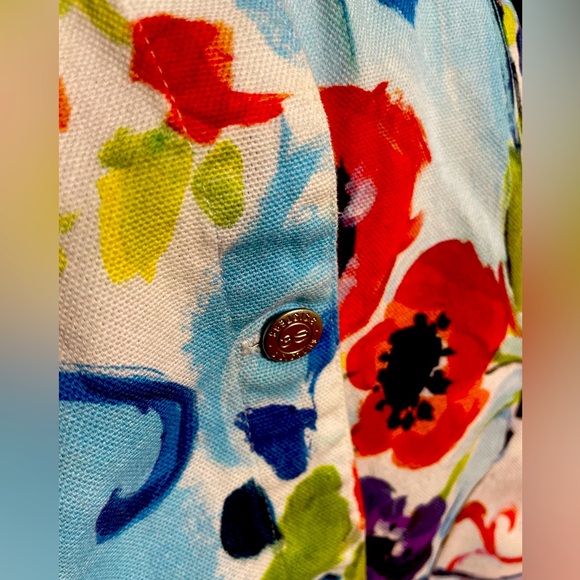 Vintage 3 Sisters Jacket 100% Cotton  Blue Colorful Textures Floral USA size XL - Picture 7 of 15